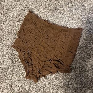 Free People Intimately High Waist Brown Ruffled Micro Shorts Size M/L